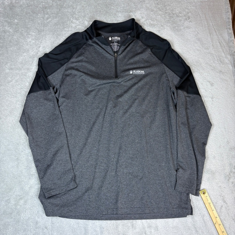 Alaskan Hardgear Sweater Mens L Standard Fit 1/4 Zip Pullover Charcoal‎ Stretch